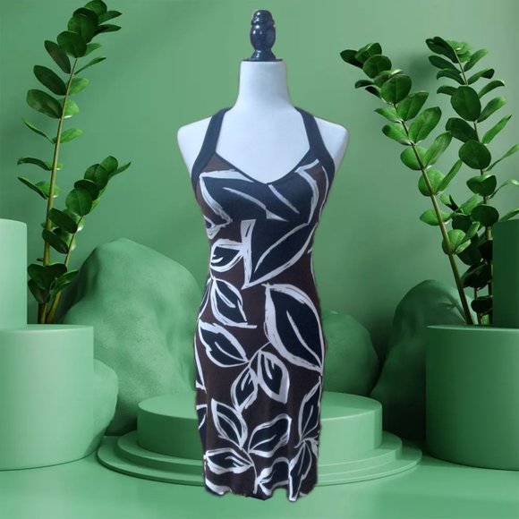 Suzy Shier Spring Summer Leaf Print Dress - Picture 1 of 4